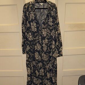 Floral Blue and Cream Women's Dress